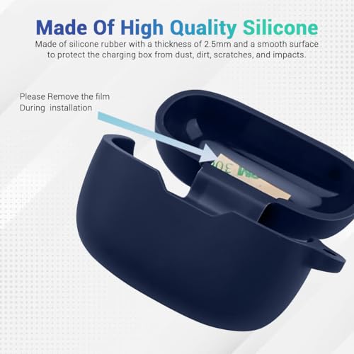 Image of LIRAMARK Silicone Cover Case with Carbiner Compatible with JBL Wave Beam /JBL Vibe Beam (Blue)