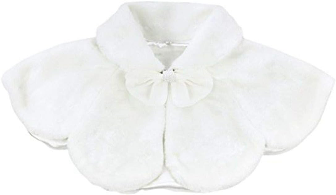 Agoky Flower Girls Faux Fur Bolero Shrug Shoulder Wrap Cape Wedding Prom Party Dress Cape Coat Stole