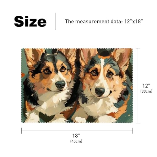 Set de table chien Corgi aquarelle 30x45cm résistant chaleur et lavable