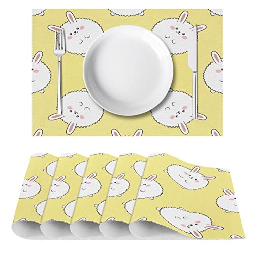 Set de table lapin jaune antidérapant résistant chaleur lavable pour cuisine - 3