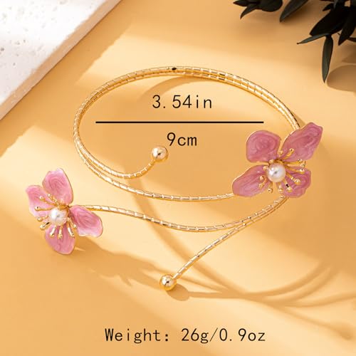 Gold Flower Arm Cuff Bracelet for Women Colourful Daisy Adjustable Upper Arm Wrap Cuff Bangle Boho Floral Armband Statement Bracelet for Women Flower Jewelry Gifts2