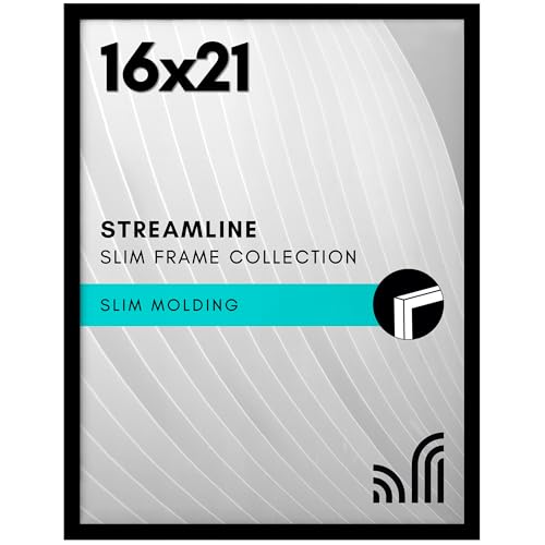 Americanflat 16x21 Picture Frame with Polished Plexiglass - Streamline Collection - Thin Border Picture Frame for Wall Display - Hanging Hardware Included - Black