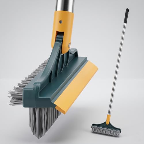 Image of 3-in-1 Bathroom Cleaning Brush with Wiper - Bathroom Cleaning Brush Long Handle 180 Rotate Toilet Brush Bathroom Tiles Cleaning, Wiper Floor for Kitchen Bathroom Cleaning