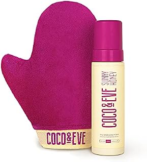 Coco & Eve Sunny Honey Bali Bronzing Self Tanner Mousse Set (Dark) - All Natural Sunless Tanning Mousse | Instant Self Tanning with Bronzer with Self Tanning Mitt Applicator (200ml)
