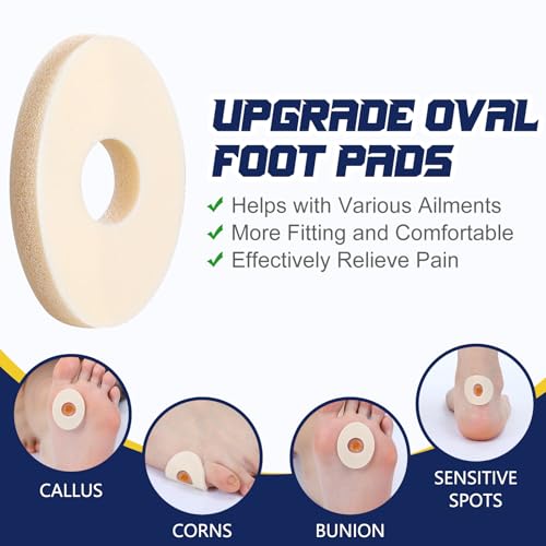 Image of Nuanchu 90 Pcs Corn Cushions Callus Pads Corn Removers for Feet Soft Foam Cushions Relief Pain Prevents Calluses Corns Blisters Mosquito Bites on Feet from Pressure and Friction (Regular for Foot)