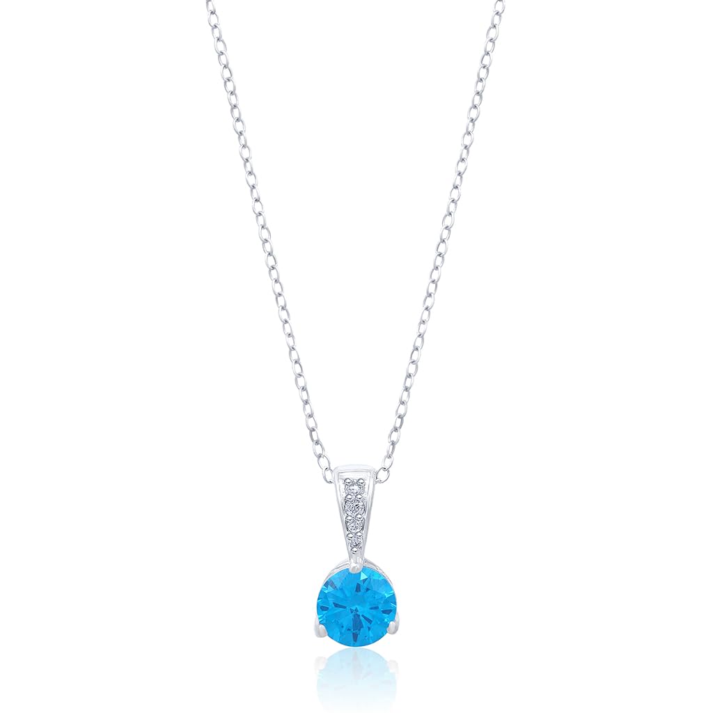 ZALKARI 1 Cttw Blue Topaz Solitaire Pendant Necklace In 925 Sterling Silver With 18" Cable Chain | 6 Months Warranty* | Valentine Gift For Her (B0C7PB7FC4) Amazon Price History, Amazon Price Tracker