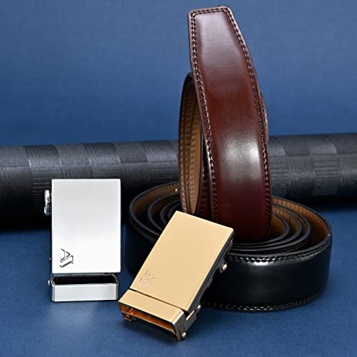 HESBITEUL Cowhide Leather Men's Belt West Casual & Formal Slide Ratchet Belt with Perfect Fit Waist Size up to 44 inches2