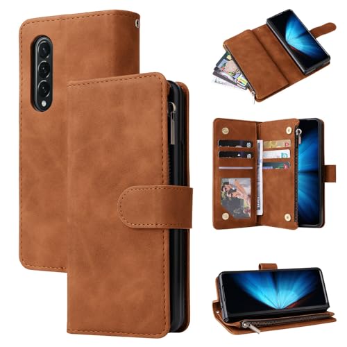 Étui portefeuille Z Fold 6 avec fentes pour cartes et fermeture éclair de sécurité