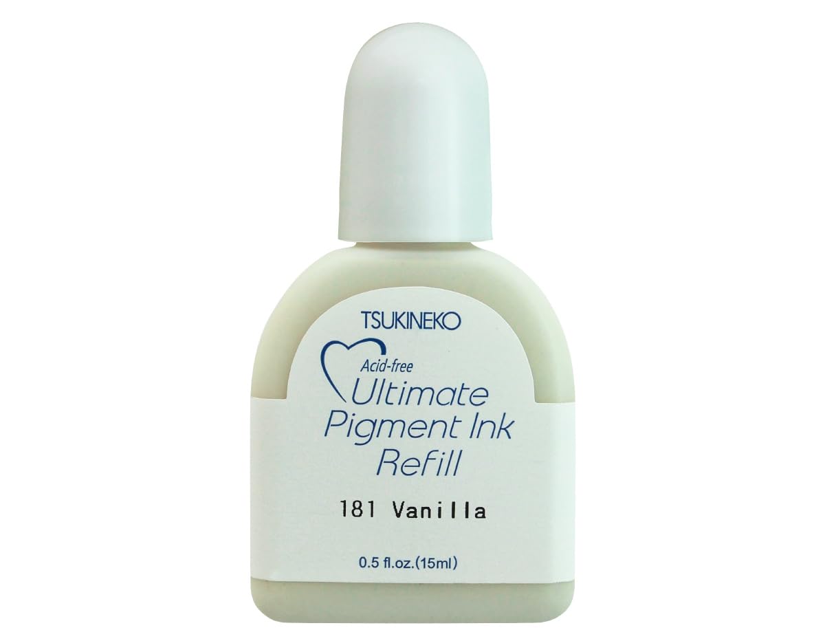 Tsukineko VersaColor Ultimate Pigment - Inker Stamp Pad Ink - 15 ml - Vanilla (Beige) - Accessories Reinker for VersaColor Ink Pads
