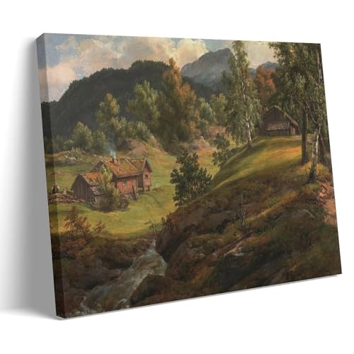Impression murale paysage montagne J.C. Dahl pour salon rustique moderne