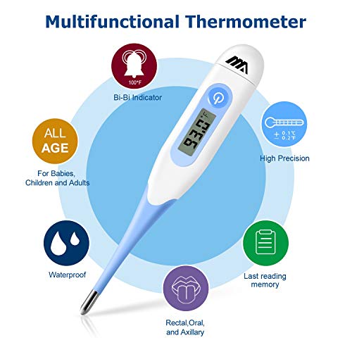 Baby Thermometer, Digital Thermometer for Fever, Thermometer for Kids Adults Baby Medical Thermometer for Family Clinic - 3 Ways to Use
