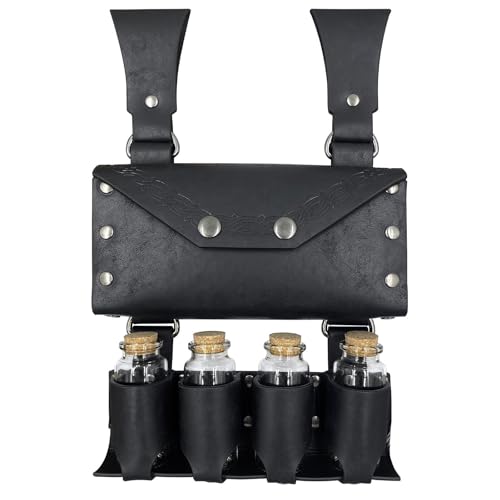 Sac banane médiéval en cuir PU gaufré de style vintage fait main noir taille unique