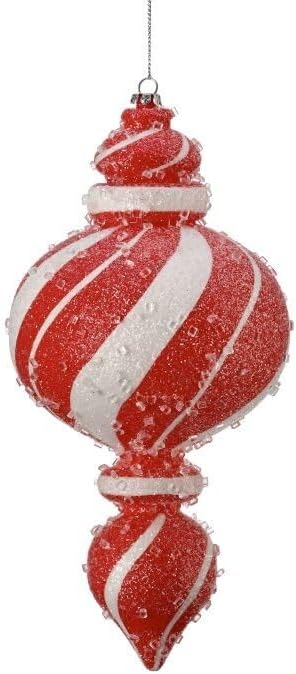 Regency International VP Sugar Peppermint Finial Ornament (Red and White)