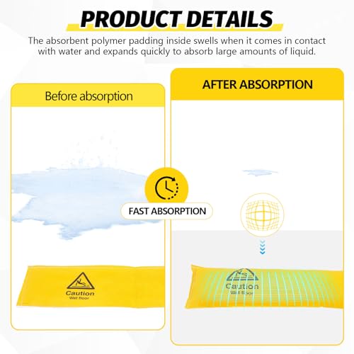 Image of Nuanchu 5 Pieces Water Lock Absorbing Strips 5'' W x 5' l Water Absorber Snake Absorbent Socks for Leaks Spills from Home Garage Doors Windows Doorways, Absorbs up to 1 Gal Per Strip