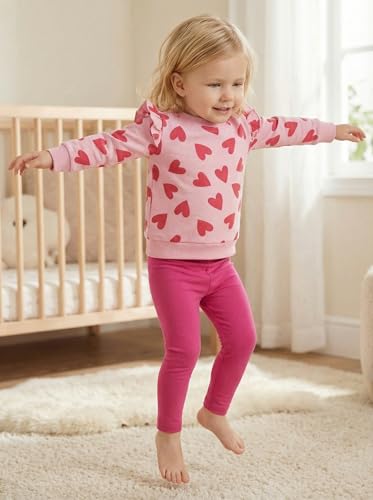 Image of Little Girls Unicorn Outfits 2 Piece Kids Ruffle Sleeve Sweatshirt + Leggings Fall Leopard Clothing Sets 2-10 Years