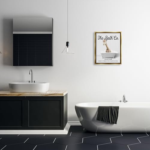 Image of Stupell Industries 'Bubble Bathtub Giraffe'| Floating Frame Canvas Art