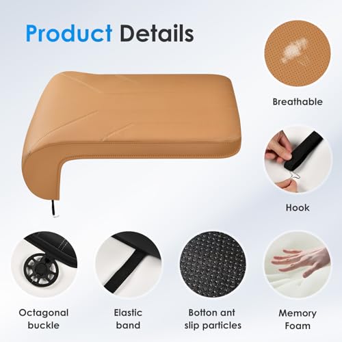 Image of Car Seat Extender Leg Extender Support Cushion for Driver Seats Office Chair, Leather Carseat Leg Support for Long Drivers Universal Car Seat Cushion Legs Rest Pads-Light Brown