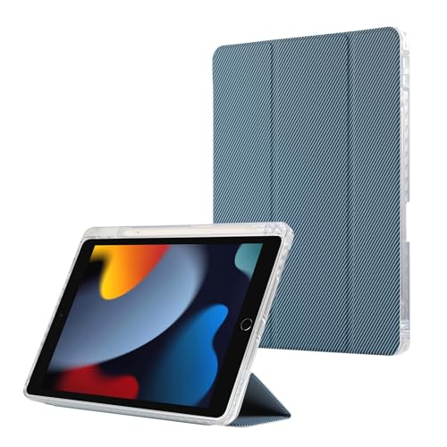 Étui fin pour iPad 10,2 po avec porte-crayon bleu1, protection à trois volets