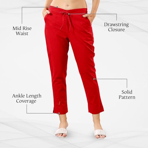 Image of TRASA Ultra Soft Cotton Regular and Plus 8 Colour Cotton Pants for Womens and Girls - Available Sizes : M,L,XL,2XL,3XL,4XL,5XL