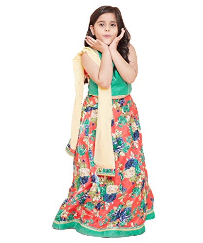 Image of TINY TOON Light Green Color Lehenga, Choli and Dupatta Set For Girl