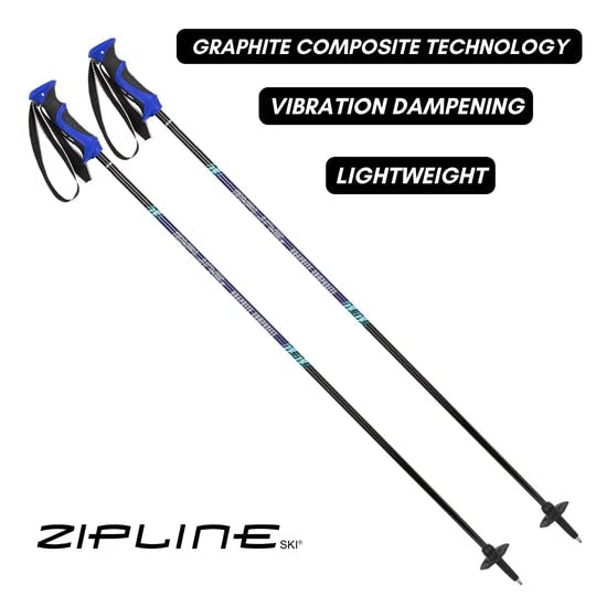 Zipline Lollipop 14.0 Graphite Carbon Composite Ski Poles – Lightweight Ergonomic Grip, Vibration Dampening, Groomers and Freestyle. Choice of Olympic Skiers (BlackBerry, 52