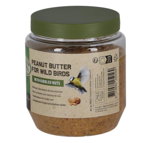 Vogelfutter ungesalzene Erdnussbutter für Gartenvögel mit Nussstücken 4X 340g Wildvogelfutter Vögel PET-Glas Fettfutter (935)