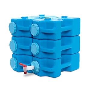 AquaBrick 3 Gallon Long Term Water Storage Container, Stackable, BPA Free, Blue (6)