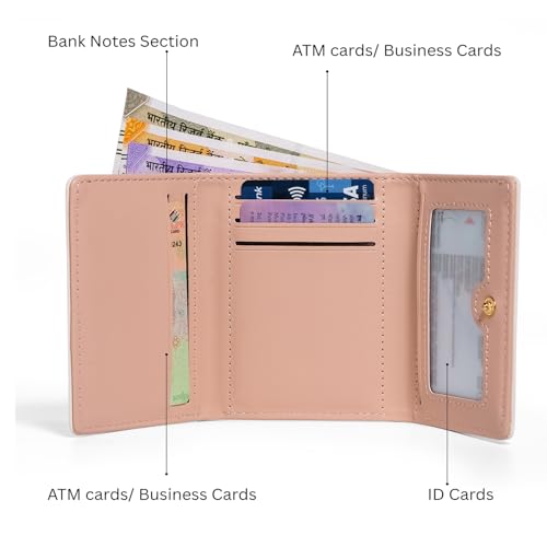 Image of INOVERA (LABEL) Cute Small Wallet for Womens & Girls - Stylish Faux Leather Tri-Fold Cash, Card Holder Hand Purse (Light Blue)