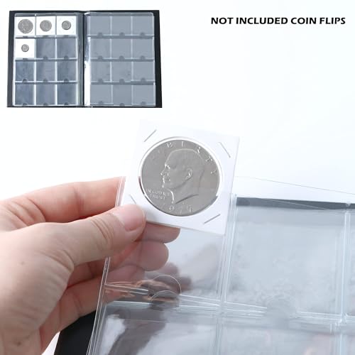 Coin Cardboard Holder Album - 120 Pockets Coin Flip(2"x2") Folder Storage Book Collection Supplies CS4312BK