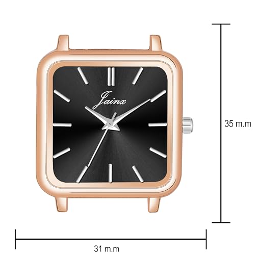 Image of jainx Square Dial Rose Gold Mesh Chain Analog Wrist Watch for Women (Rose Gold /Brown /Black /Silver /Green Color Dial)