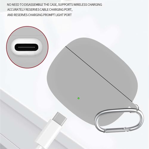 Image of Anvique Silicone Case Cover for Oneplus Nord Buds 4 Pro, Scratch Resistance, Shock Absorption, with Premium Carabiner (Grey R)