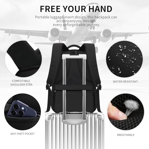 LIECDRO Black Backpack for Men