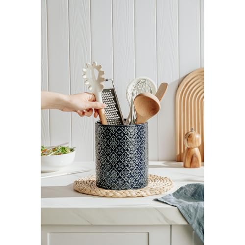 Kitchen-Utensil-Holder-6x7-inch-Large-Ceramic-Utensil-Holder-with-Embossed-Pattern-Cooking-Utensil-Crocks-for-Kitchen-Countertop-Home-Decor-Blue