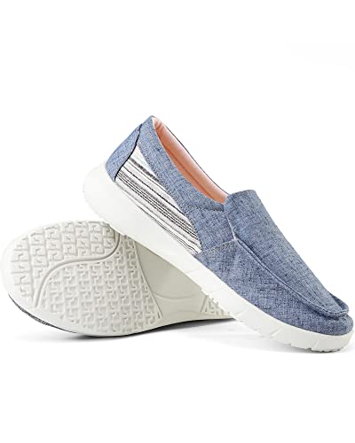 Image of COOJOY Women's Casual Lightweight Stretch Boat Canvas Slip on Shoes Breathable