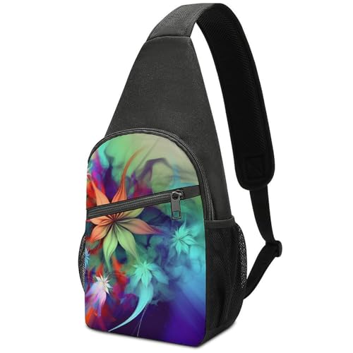 Bolso bandolera deportivo abstracto floral para senderismo