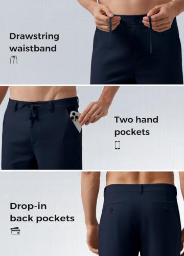 Image of Willit Men's Linen Pants Casual Lightweight Drawstring 29 inch 30 inch 32 inch