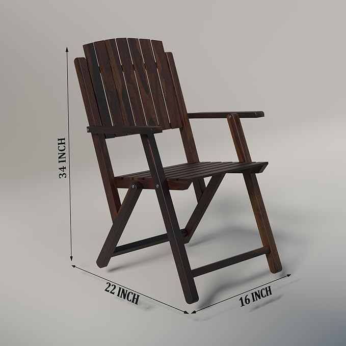Image of WELL KNOWN Wooden Folding Chair | Portable Foldable Armchair for Balcony, Patio, Living & Drawing Room | Sheesham Wood, Honey Finish (Teak Nature)