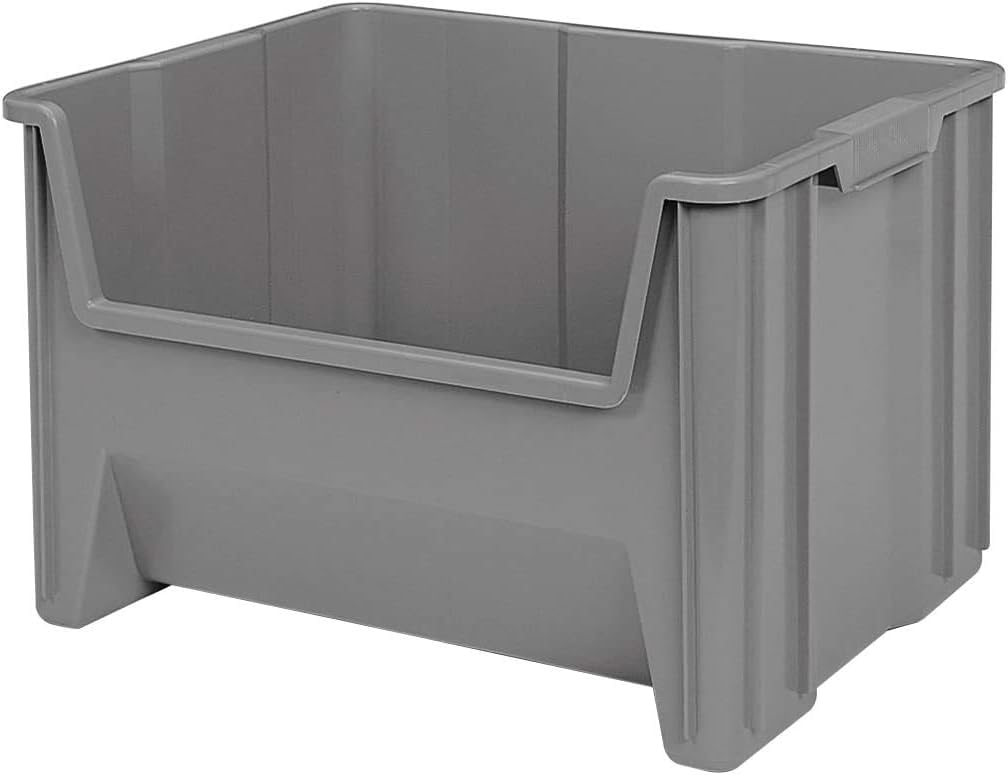 Akro-Mils 13017 Stak-N-Store Heavy Duty Stackable Open Front Plastic Storage Container Bin, (15-Inch x 20-Inch x 12-1/2-Inch), Gray, (3-Pack)