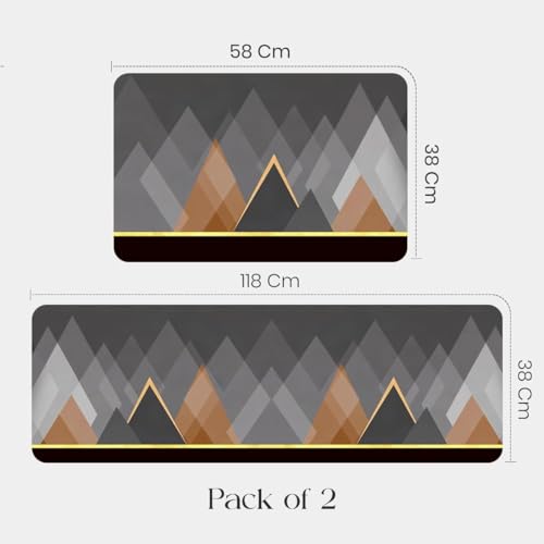 Image of Kitchen Anti Slip Mat for Floor, Waterproof Washable Kitchen Mats, Non Slip Kitchen Floor Mats for Home, Soft Mats for Kitchen, Kitchen Mats for Floor Anti Slip (Geometric-Triangle)