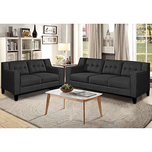 Image of CASASTYLE-Travia 5 Seater Fabric 3+2 Sofa Set (Dark-Grey)