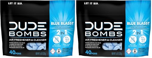 Image of Dude Bombs - Toilet Stank Eliminator - Fresh Scent 2-in-1 Stank Eliminator + Toilet Bowl Freshener - Refreshing Blend of Lavender, Cedar, Lime, and Eucalyptus- Pods 40 Count (Pack of 2)