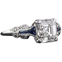MAIHAO Vintage 2.45ct White Topaz Ring 925 Silver Wedding Engagement Ring Size 6-10