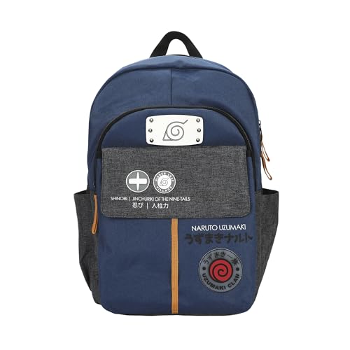 Bioworld Naruto Shippuden Shinobi Symbols Blue 17.5 Adult Commuter Backpack