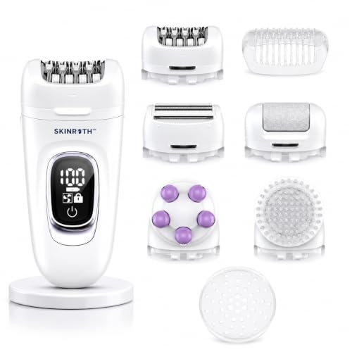 Image of 8 in 1 Ultimate Grooming & Self Care Kit for Women with Callus Remover, Epilator, Shaver, Trimmer, Cleaning Brush, Massager Rechargeable Grooming Kit for All Skin Types