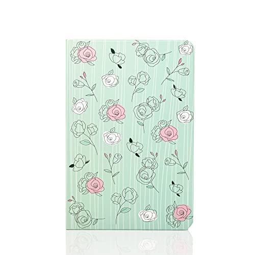 Image of FACTOR NOTES Hardbound Notebook: 100 GSM|A5|3 Bookmarks|200 Pages|Inner Pocket|Ruled (The Pastel Mint Roses)