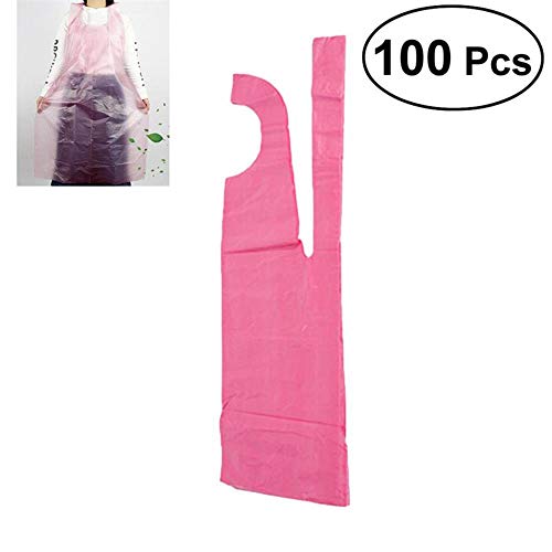 PLXX Grembiule Impermeabile monouso da 100 Pezzi Grembiule da Collo Tinta Unita Grembiule da Ristorante Grembiule da Cucina in plastica USA e Getta
