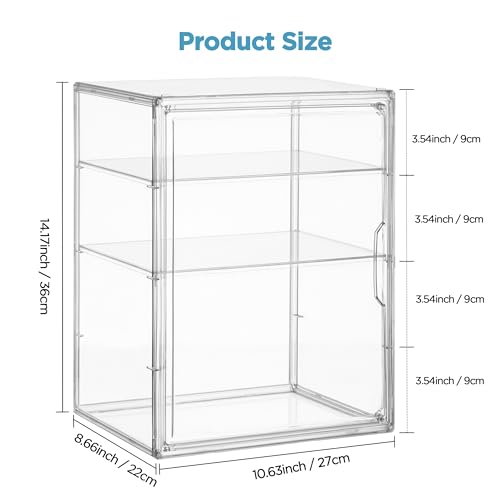 Image of HBlife Baby Bottle Storage Organizer for Countertop Cabinet, 3 Tiers Adjustable Clear Acrylic Bottles Storage Station Case Box Container with 2 Removable Dividers and Magnetic Door, Large
