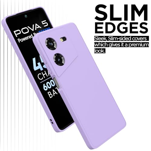 Image of Outlouders Back Cover for Techno Pova 5 / Techno Pova 5 Pro 5G | Camera Protection | Durable Soft Matte Silicone Bumper Case (Purple)