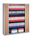 Des tons chaleureux pour ces armoires fonctionnelles adaptées à tous les volumes de classement.