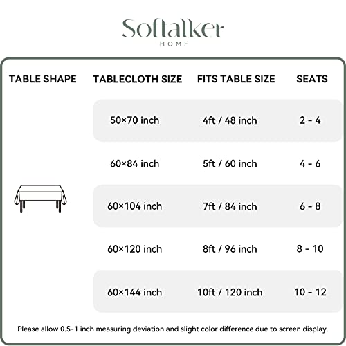 Softalker Jacquard Rectangle Tablecloth - Geometric Line Pattern Waterproof Damask Table Covers Stain Resistant Washable Polyester Table Cloths For Kitchen, Dining & Parties (60 X 84 Inch,Teal Green) #TOP5